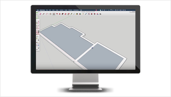 monitor displaying trimble sketchup